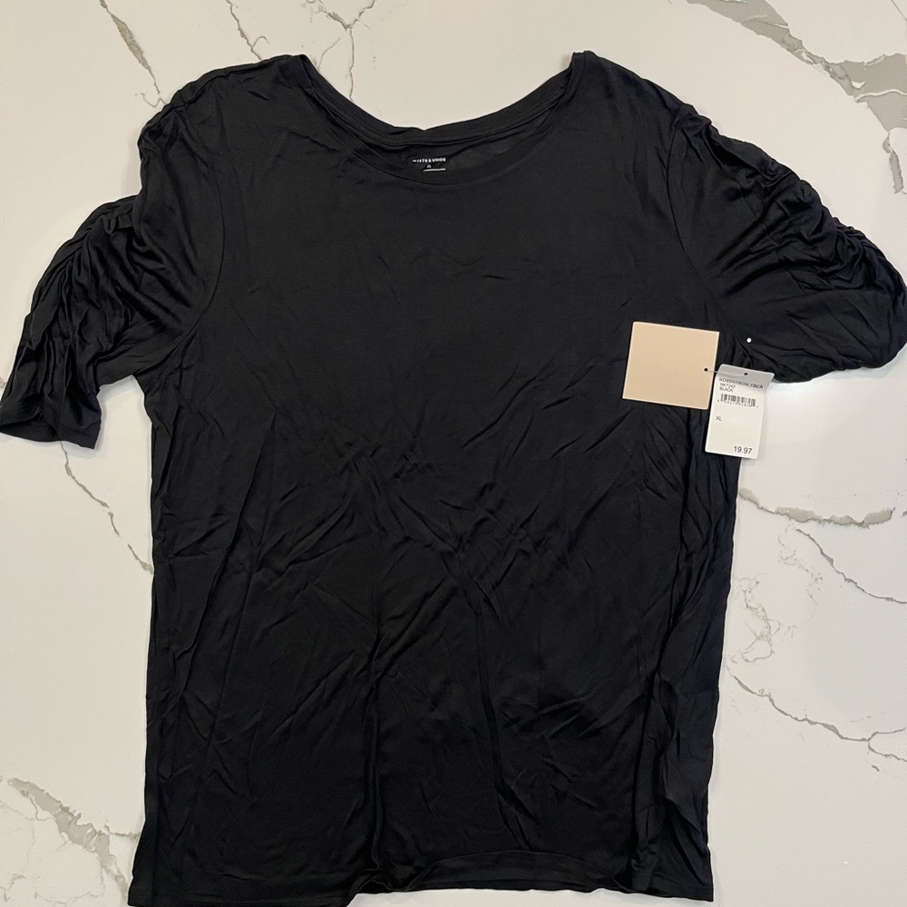 14th & Union Black Short Sleeve Top, Size XL, NWT